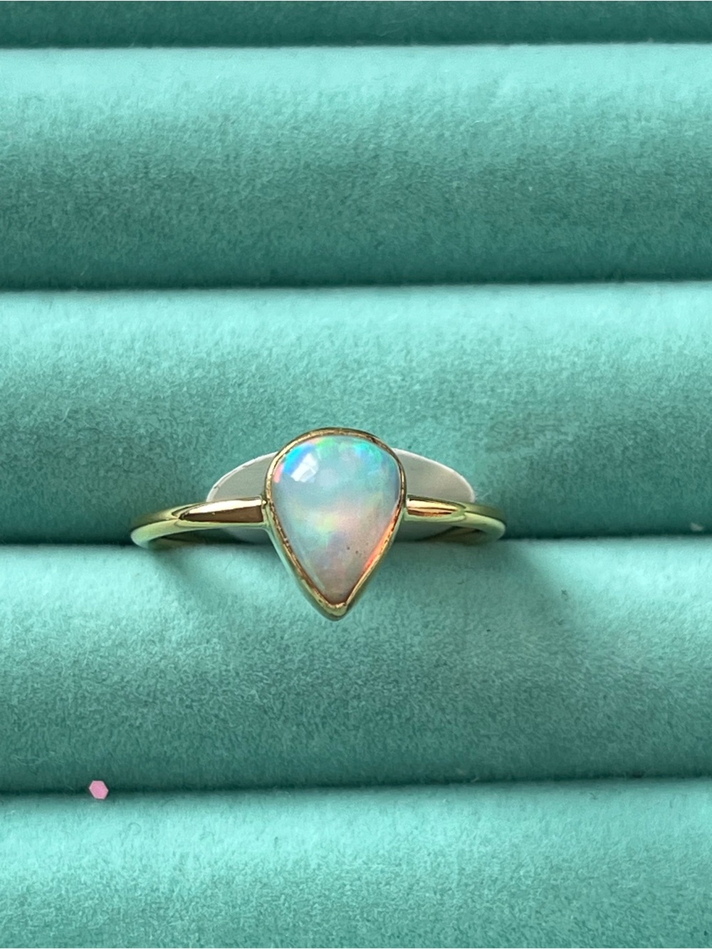 Ethiopian opal 18 karat gold plated on sterling silver ring